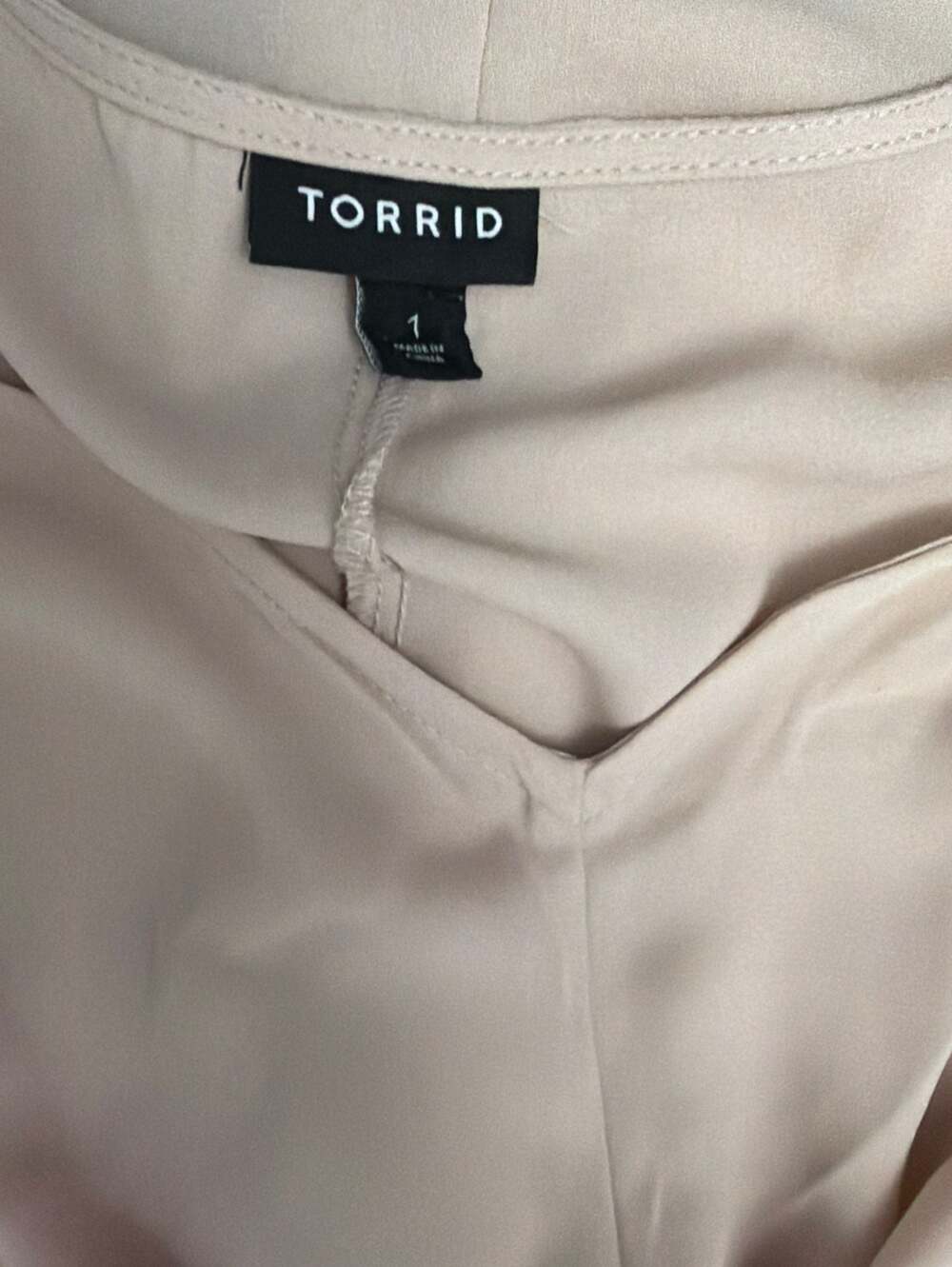 Torrid Mushroom Georgette Blouse Women’s Blush Twist Surplice Flutter Size 1 - Picture 5 of 5